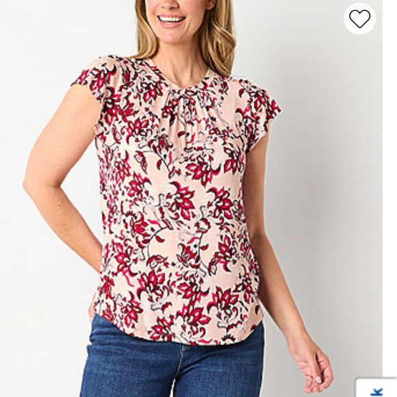 Liz Claiborne Tops - Floral Pink and Red Women's Top